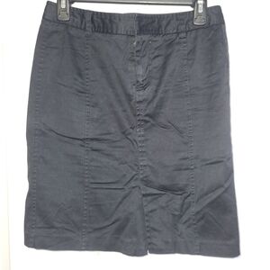 (S)NEW!Vtg Classy Black Knee-Length Front Slit Women's Pencil Skirt W 14"×L19"